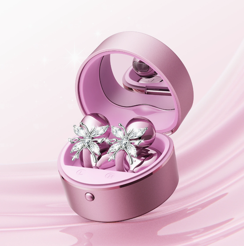 Bluetooth earphones wireless clip-on headphones for lady,girly,gifts for her.