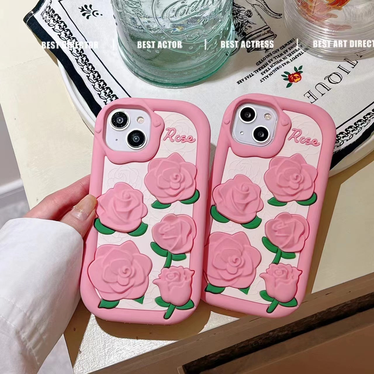 Pink Rose Flower case for iPhone 11-15PM.