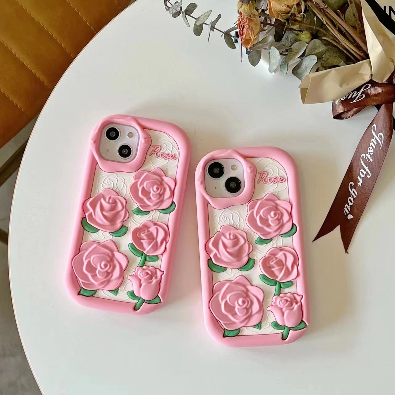 Pink Rose Flower case for iPhone 11-15PM.