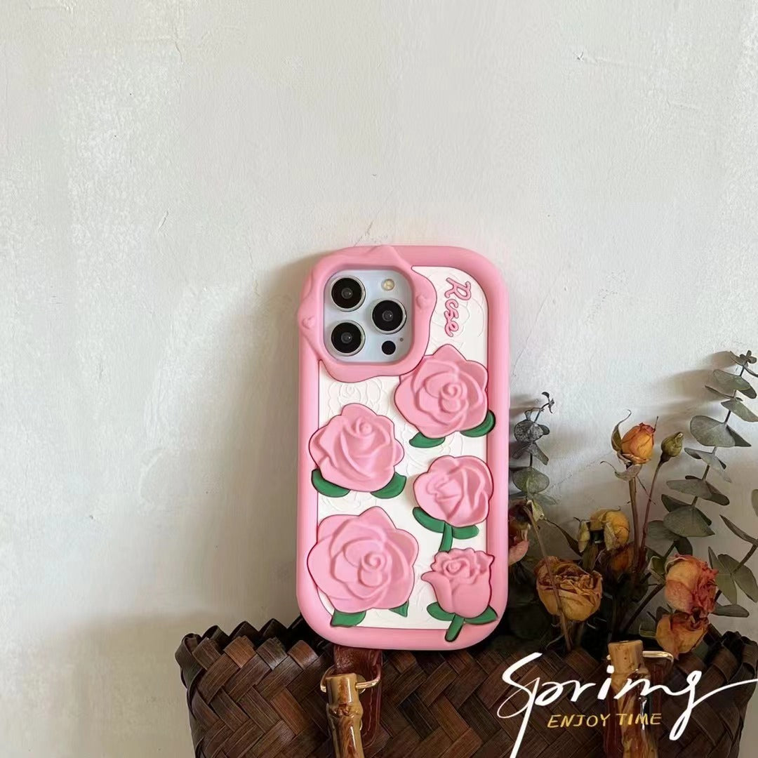 Pink Rose Flower case for iPhone 11-15PM.