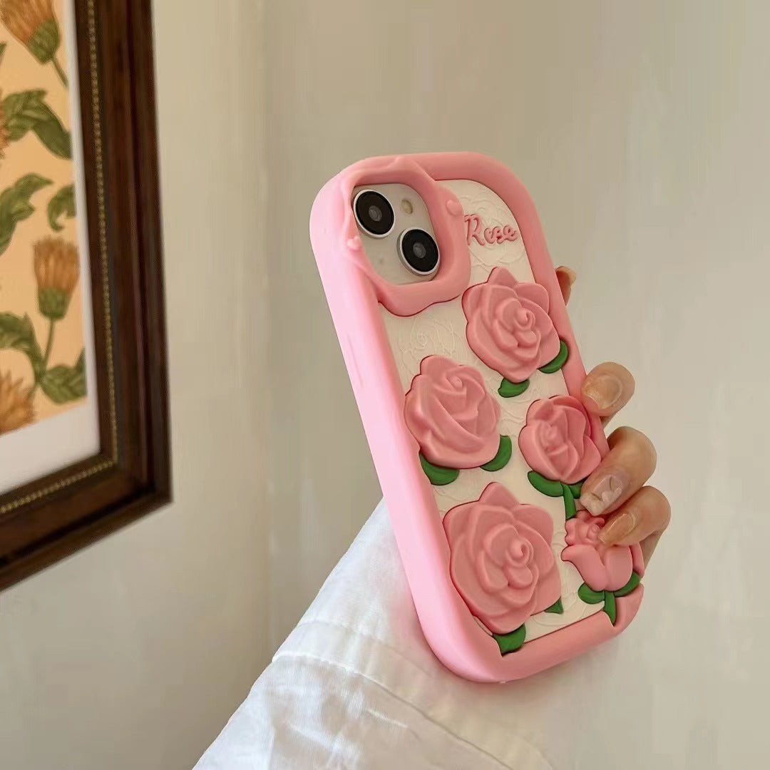 Pink Rose Flower case for iPhone 11-15PM.