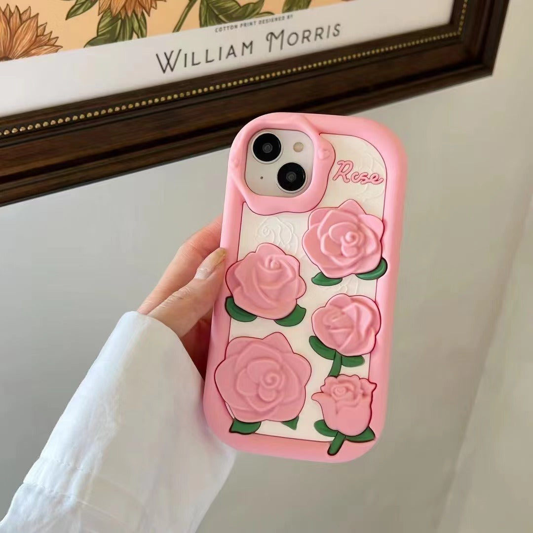 Pink Rose Flower case for iPhone 11-15PM.
