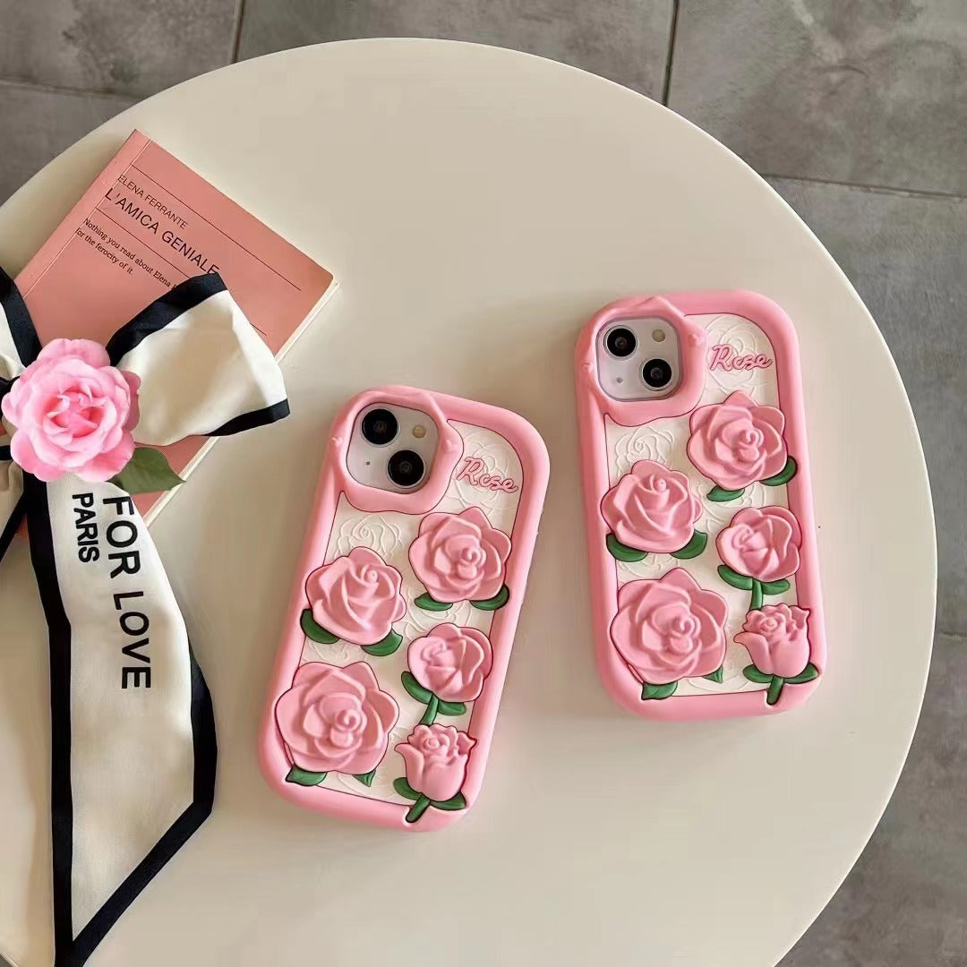 Pink Rose Flower case for iPhone 11-15PM.