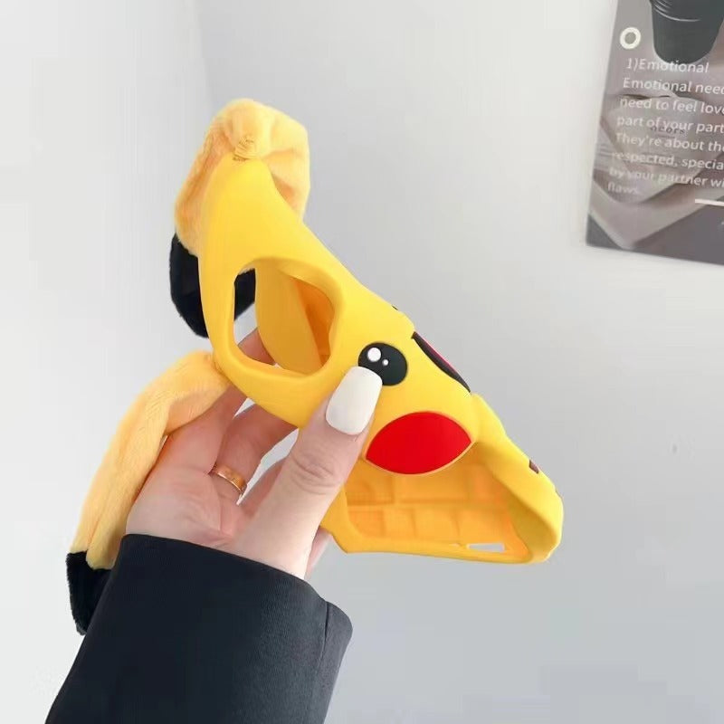 Long ear silicone Pikachu iPhone case 11-16PM.