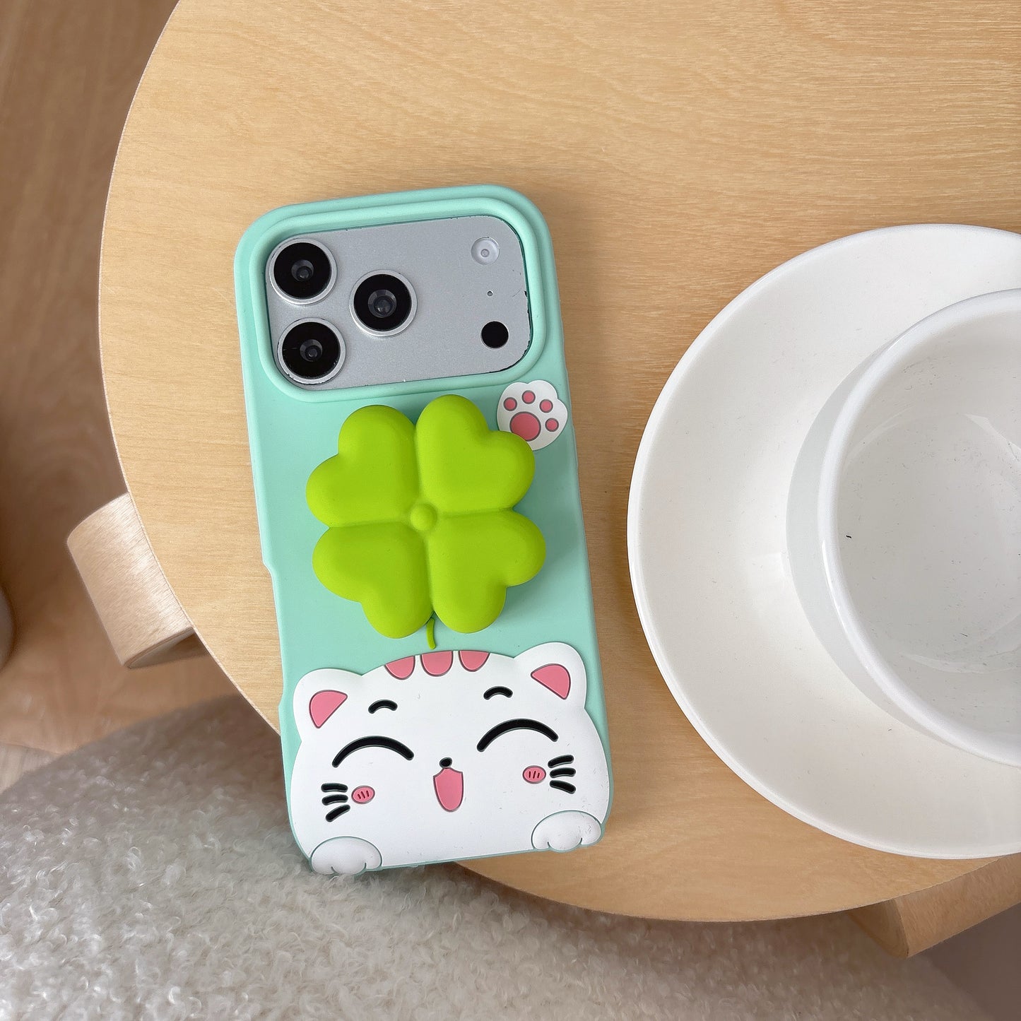 Spinning flower cat soft silicone case for iPhone 12-17series. free shipping.