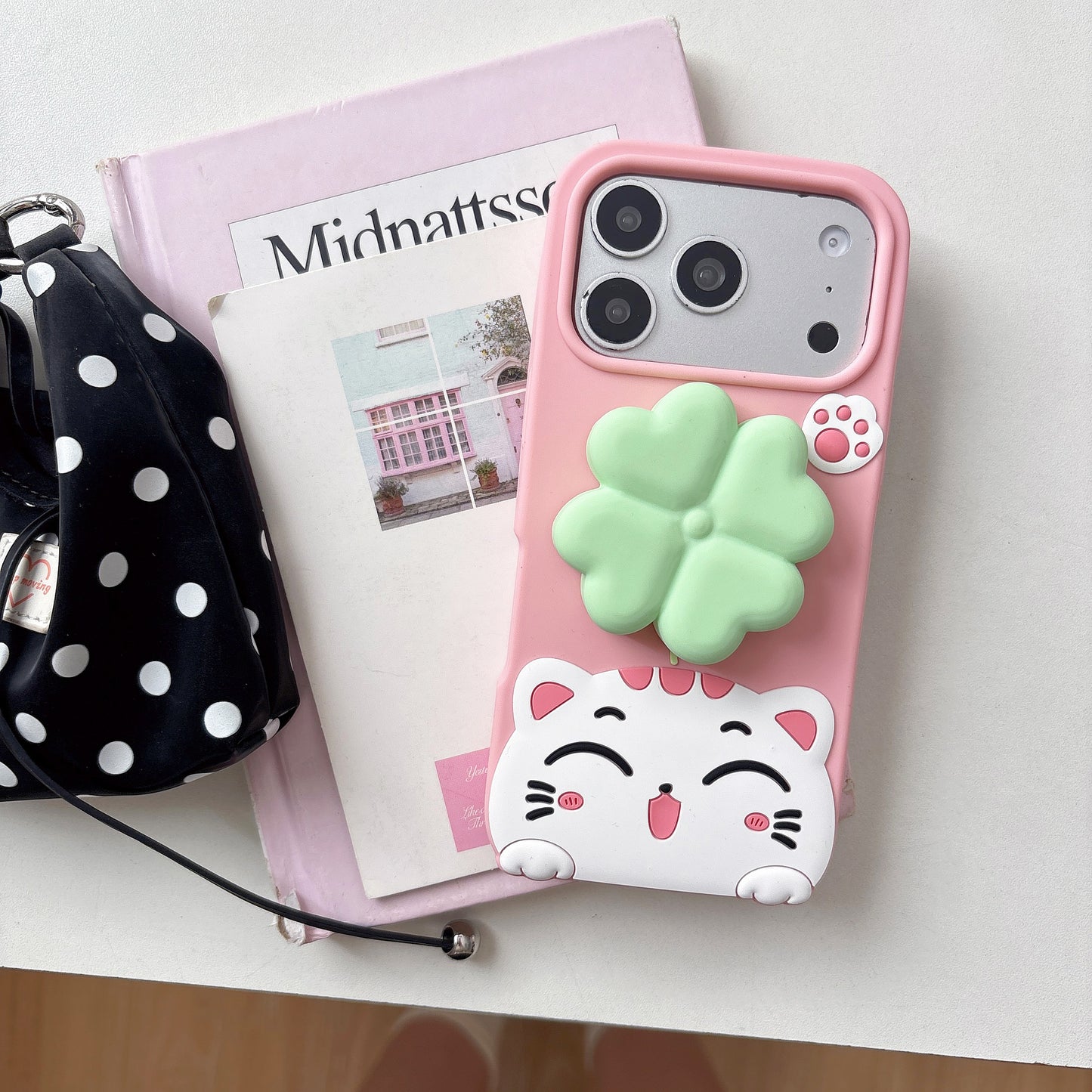 Spinning flower cat soft silicone case for iPhone 12-17series. free shipping.