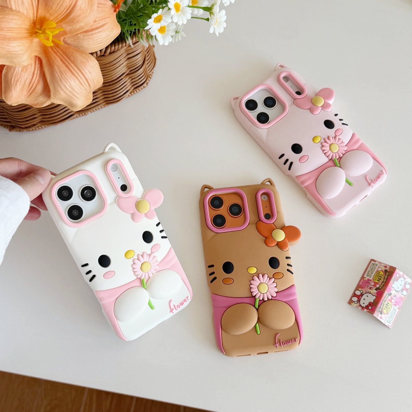 Soft flower kt butterfly silicone Phone Case for iPhone 12pm-17 series.free shipping.