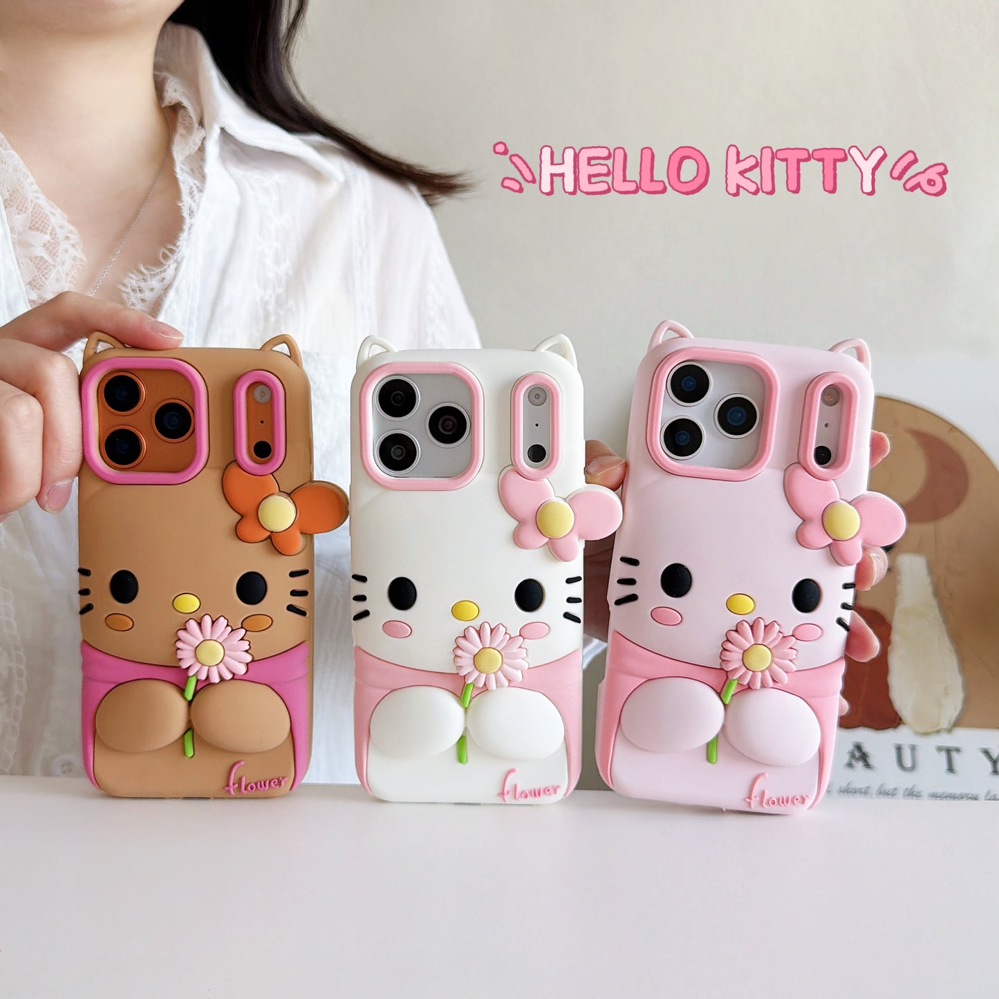 Soft flower kt butterfly silicone Phone Case for iPhone 12pm-17 series.free shipping.
