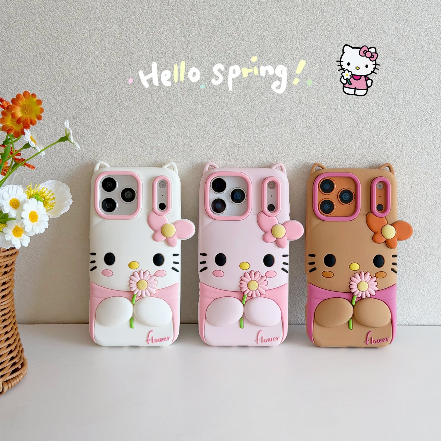Soft flower kt butterfly silicone Phone Case for iPhone 12pm-17 series.free shipping.