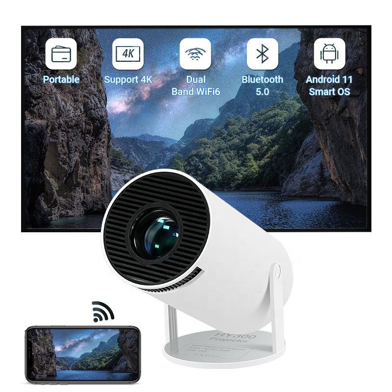 HY300 Mini Projector Smart Android 11.0 Dual WIFI Full Hd 720P 4K Portable Home Cinema Outdoor Theater