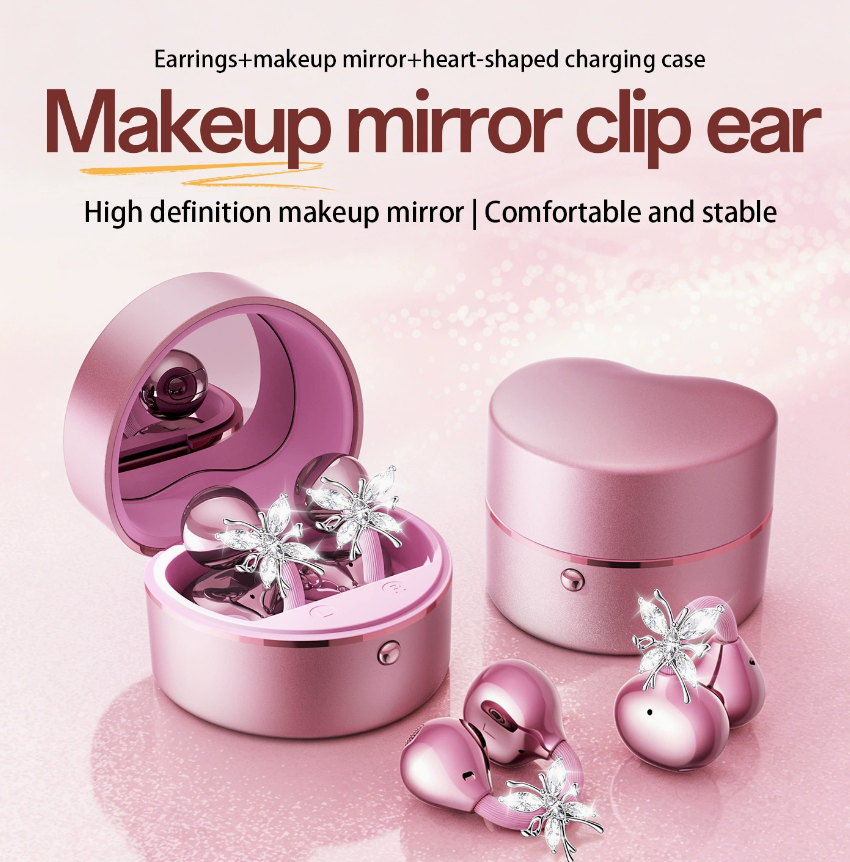 Bluetooth earphones wireless clip-on headphones for lady,girly,gifts for her.