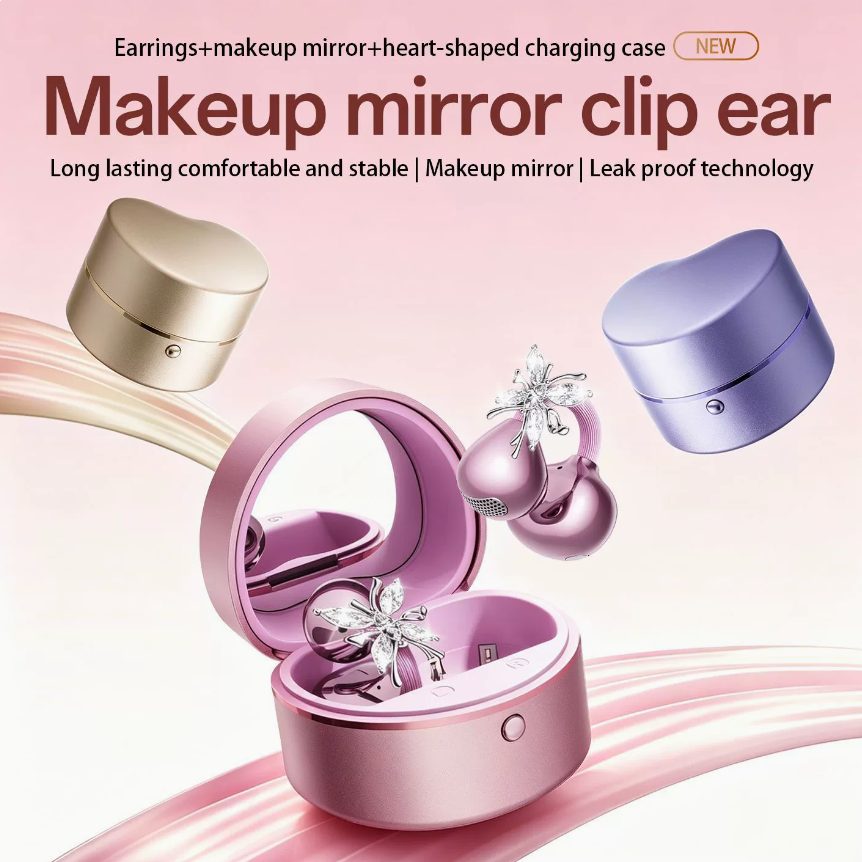 Bluetooth earphones wireless clip-on headphones for lady,girly,gifts for her.