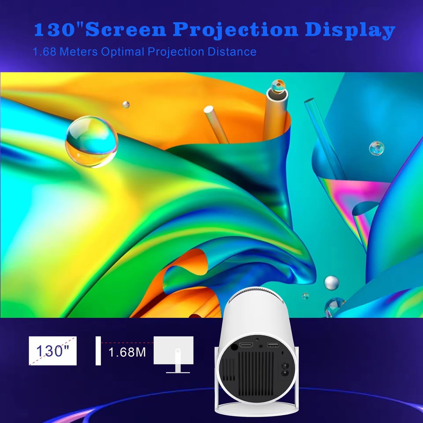HY300 Mini Projector Smart Android 11.0 Dual WIFI Full Hd 720P 4K Portable Home Cinema Outdoor Theater