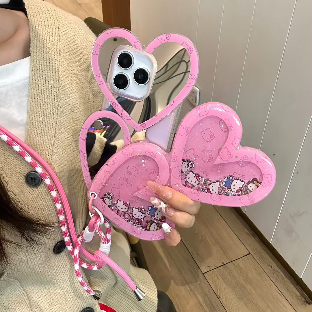 KT,PPG,DORAMAN-Slide Makeup Mirror cases for iPhone 13 14 15 16 17 18 series,Cute protective Creative and pretty