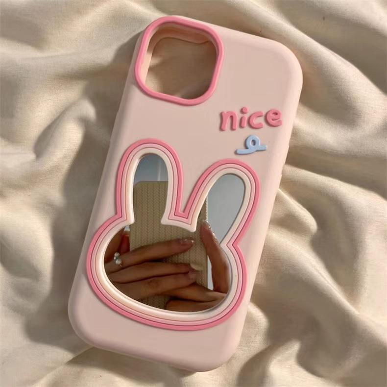 Bunny silicone mirror case for iPhone 11-15PM series.