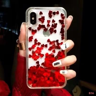 Glittering heart designed case for iPhone7-15pm.No 12/13min.Only red heart-shaped.