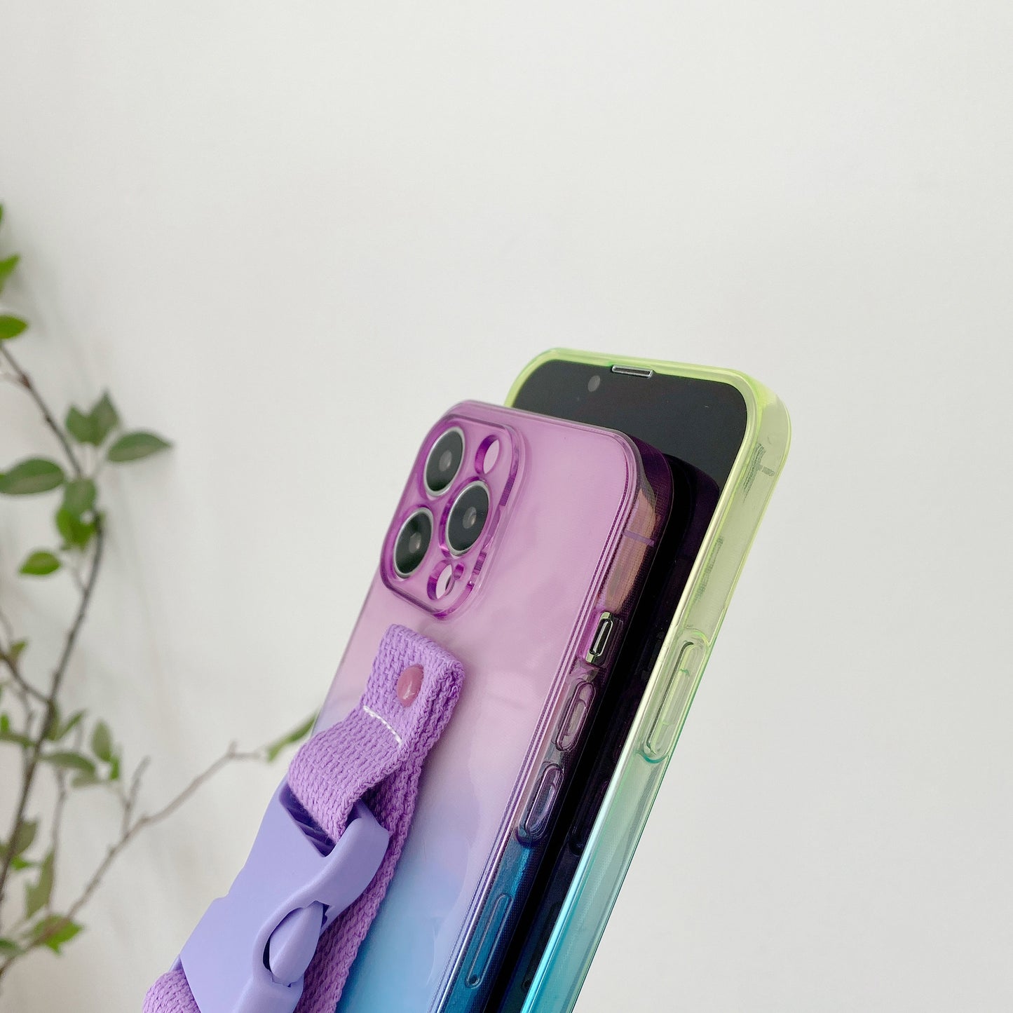 Gradient color hiking buckle belt with phone case,iPhoneX-14Promax.
