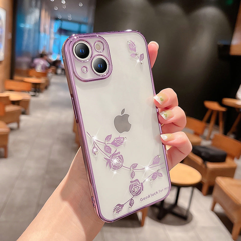 Chinese rose electroplated case for iPhoneX-14Promax.