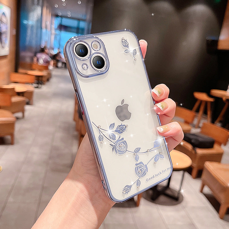 Chinese rose electroplated case for iPhoneX-14Promax.