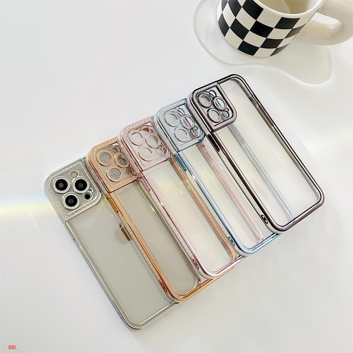 Electroplated glitter diamond bezel phone case,iPhoneX-13Promax.