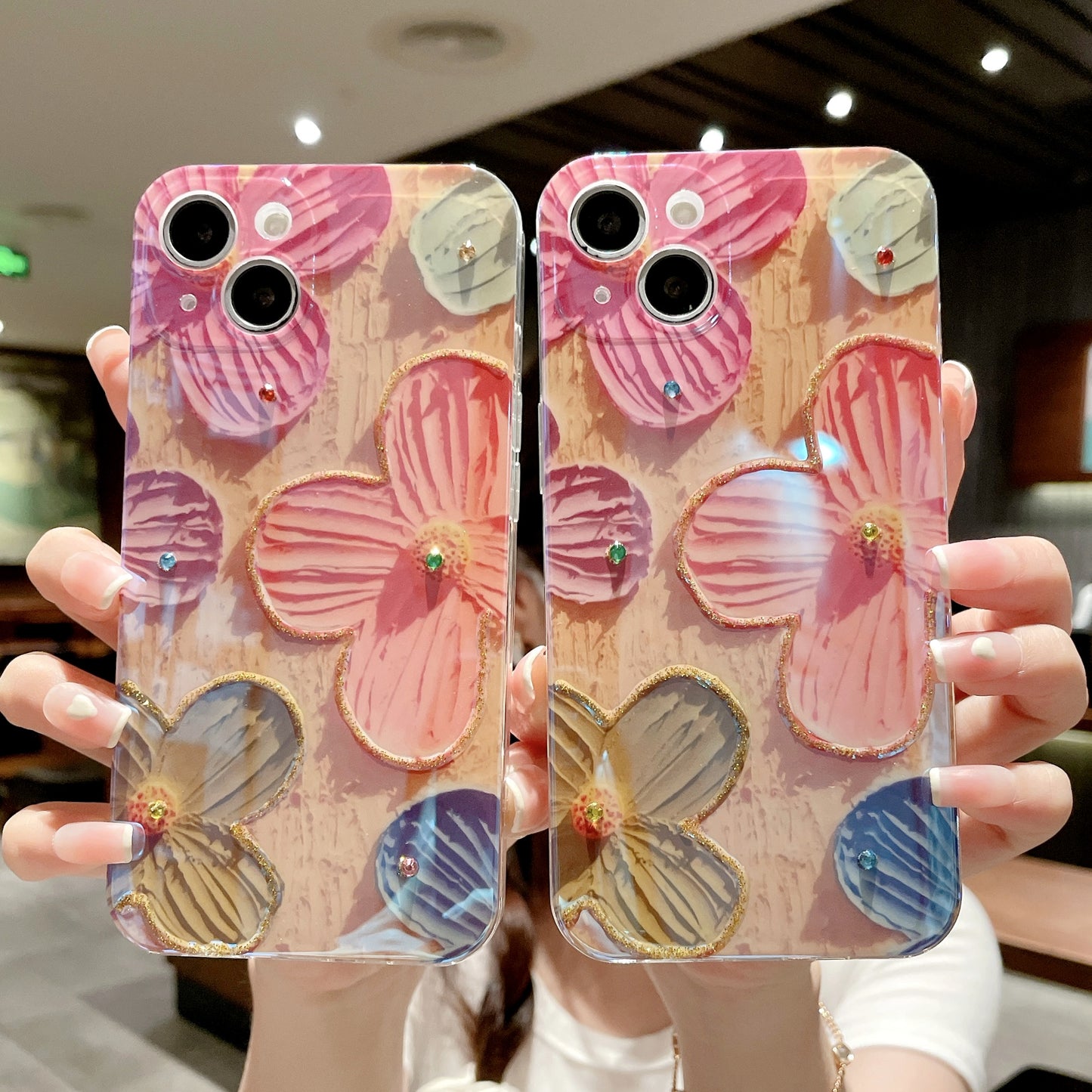 Colourful oil painting flower phone case,iPhoneX-14Promax.