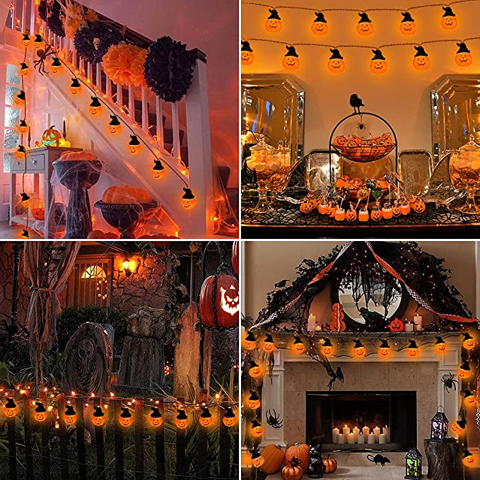 Halloween Decorations lights,Pumpkin Lights,Remote control,10Ft 20 LED