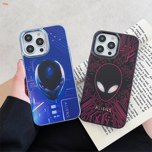Electroplated glow-in-the-dark phone case,Aliens,iPhoneX-14PM.