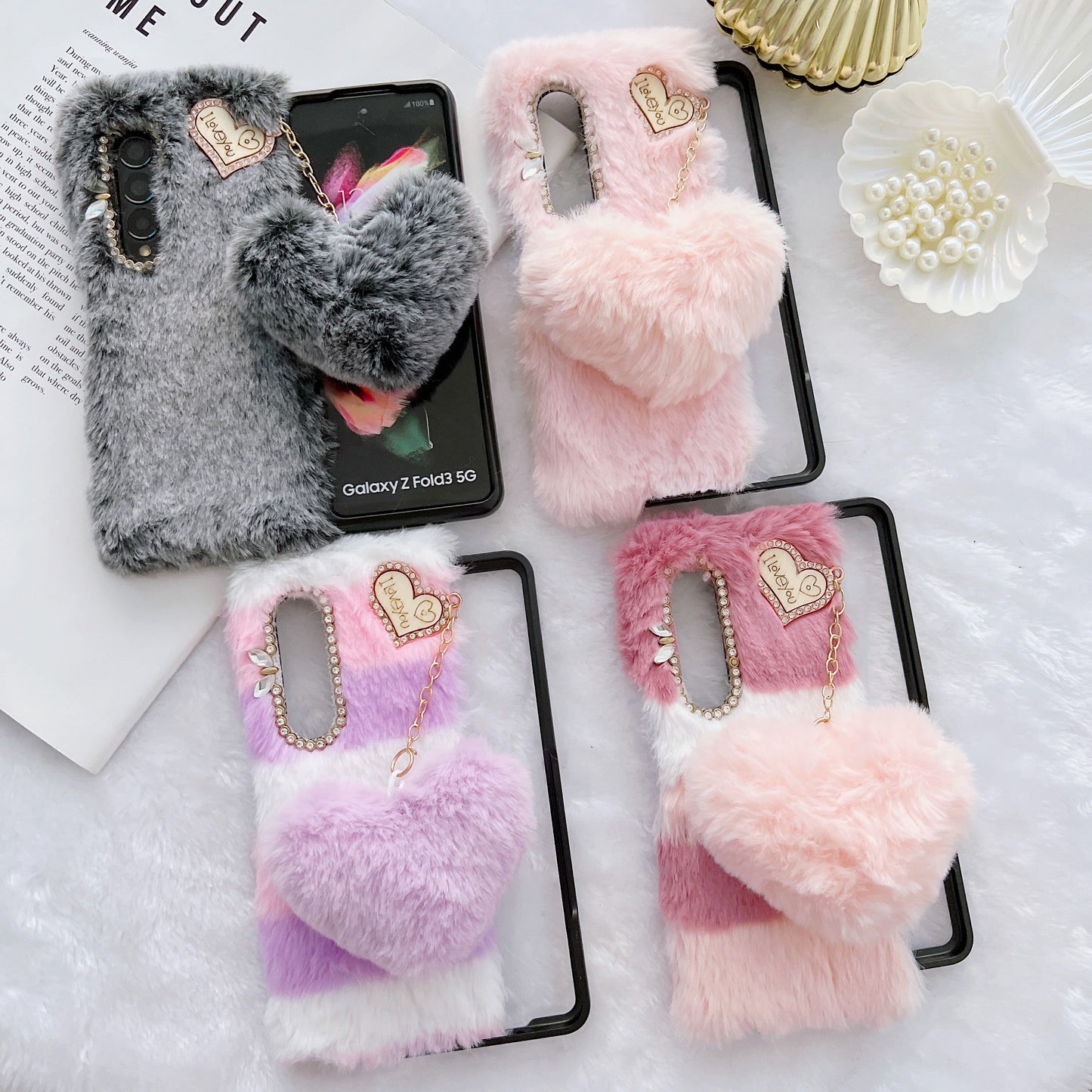 Z Fold 3-4-5-6-7-8 case,Folding Plush Shell.