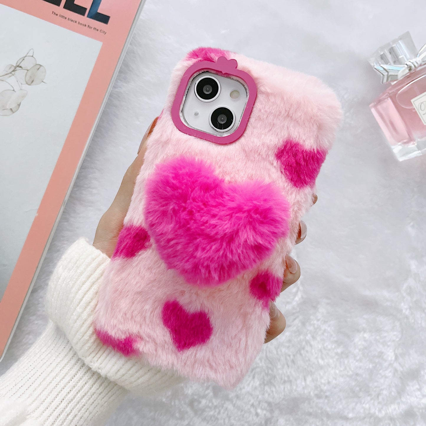 iPhone case,fluffy cute,with phone stand.