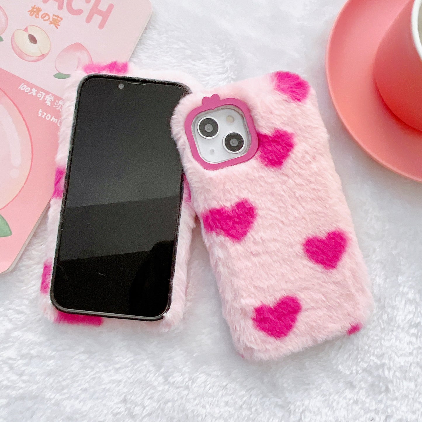 iPhone case,Fluffy cute hearts.