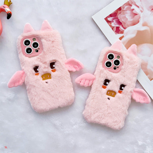 iPhone case,Plush piglet with wings.