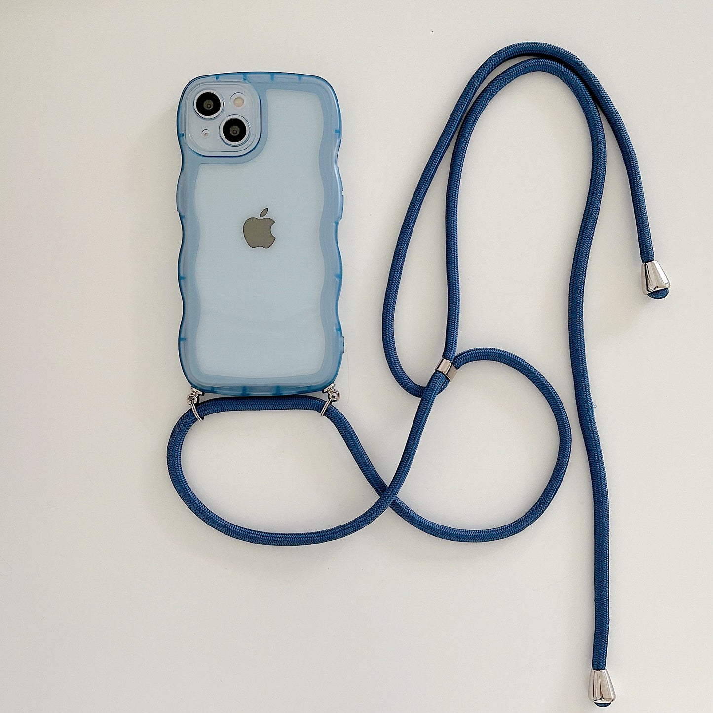iPhone case with lanyard,Wave pattern transparent soft case.