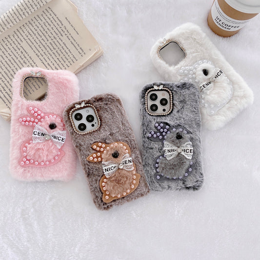 iPhone case,Phone cover,Plush pearl rabbits.