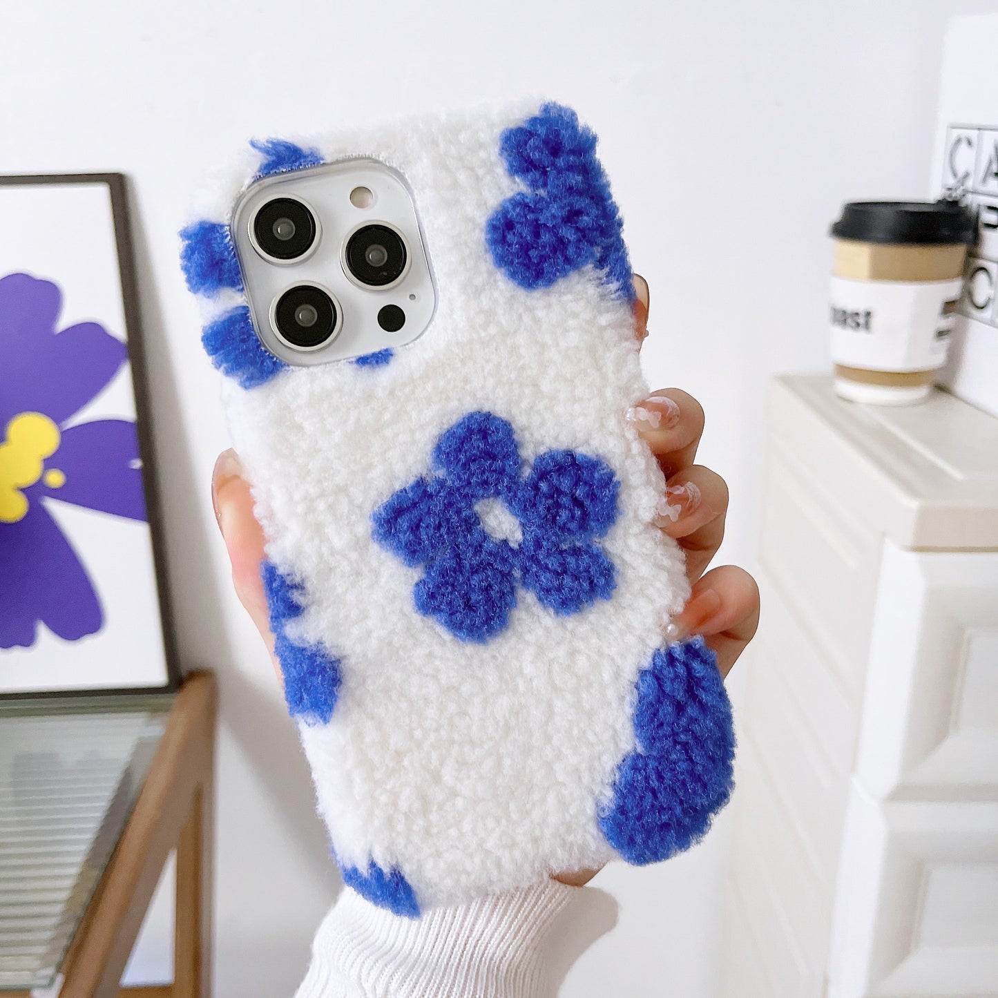 3D Flowers Plush Case For iPhone,iPhoneX-14Promax.