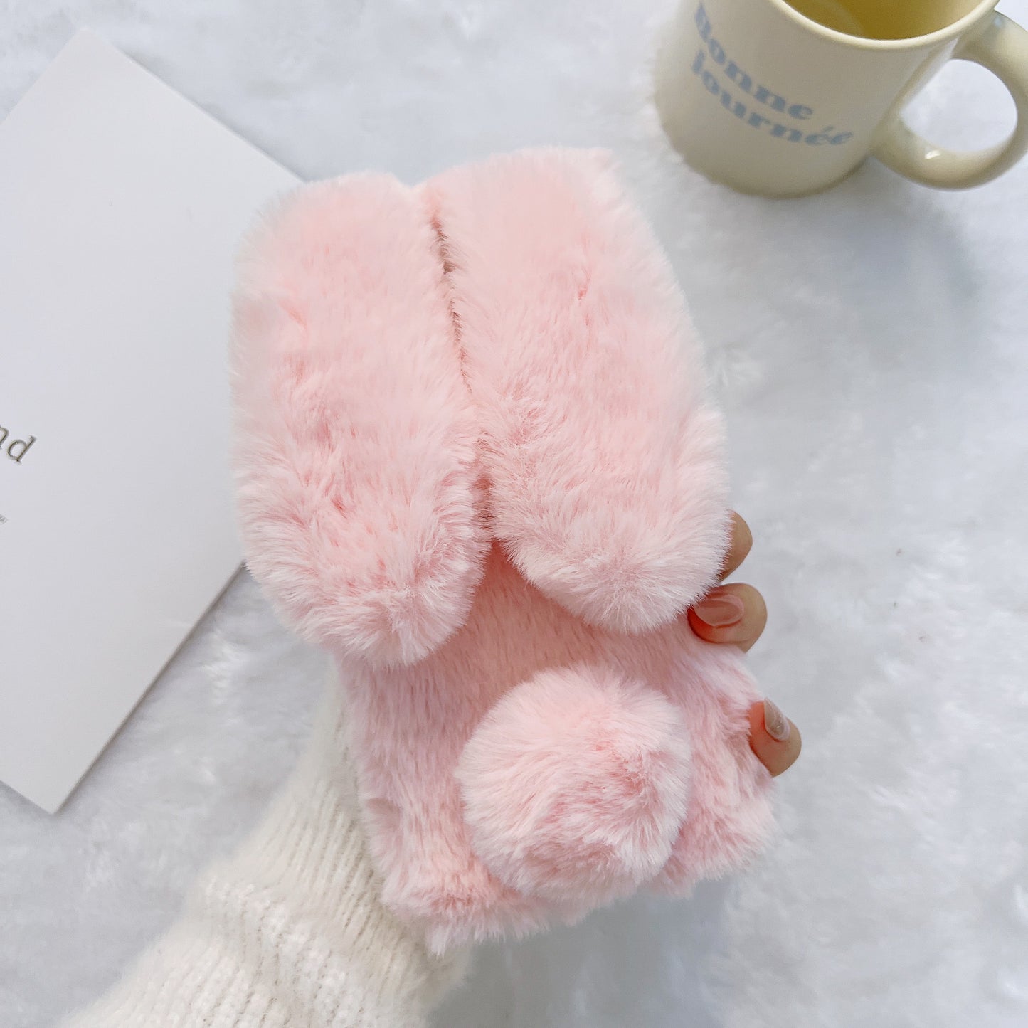 Fluffy Bunny case for iPhone/Samsung phone,S22/23/24/25 Series,Plush rabbit ears.free shipping.