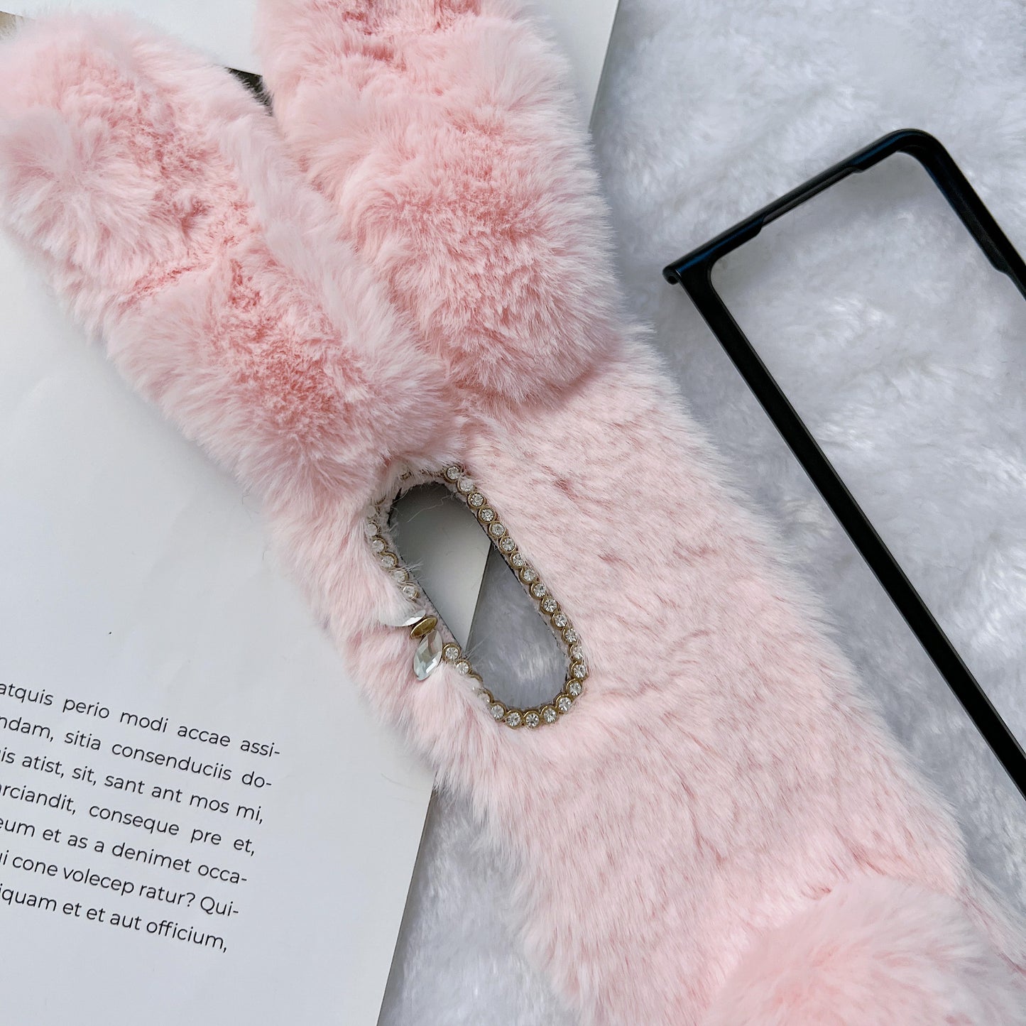 Z Fold 3-4-5-6-7-8 case,Fluffy,Cartoon rabbit.