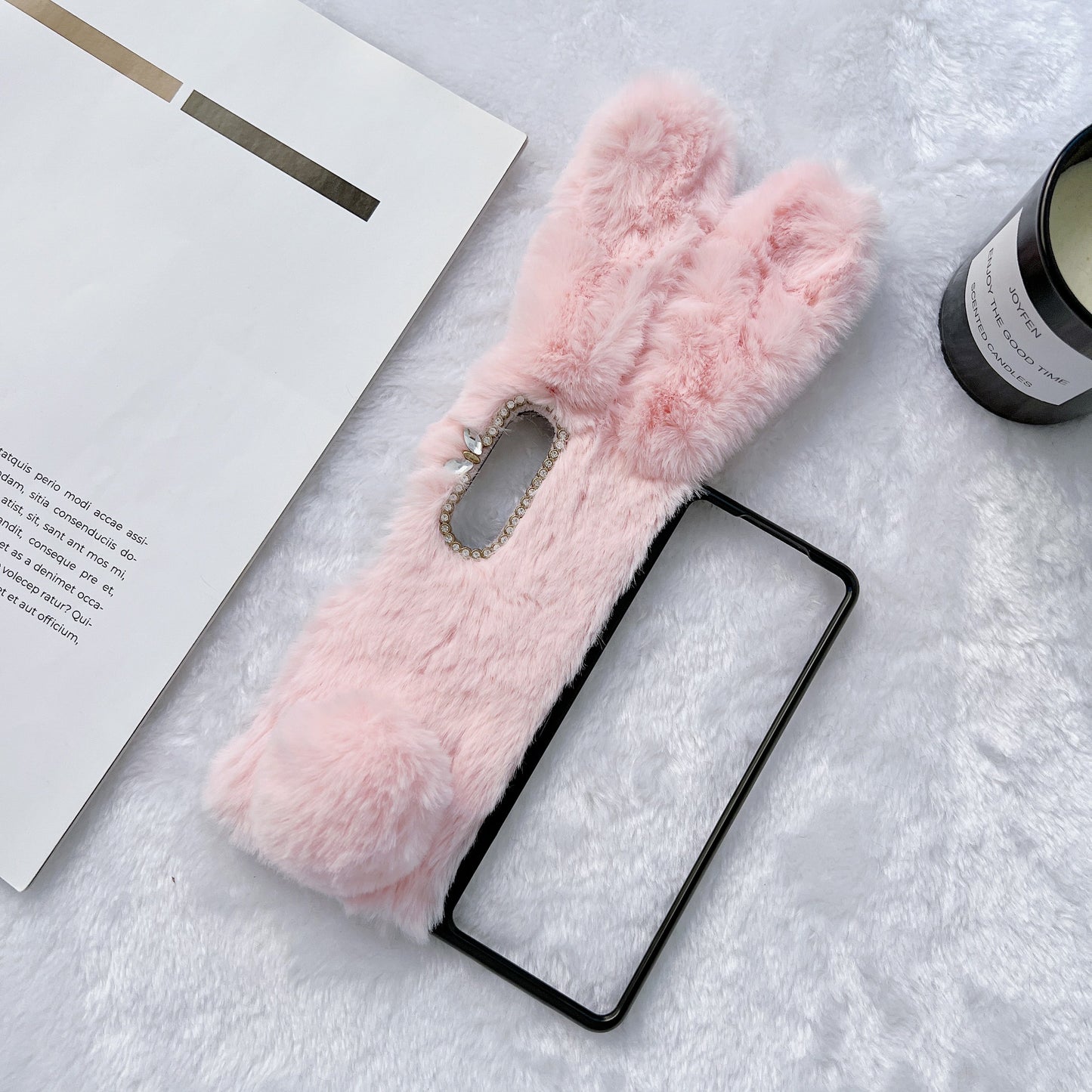 Z Fold 3-4-5-6-7-8 case,Fluffy,Cartoon rabbit.
