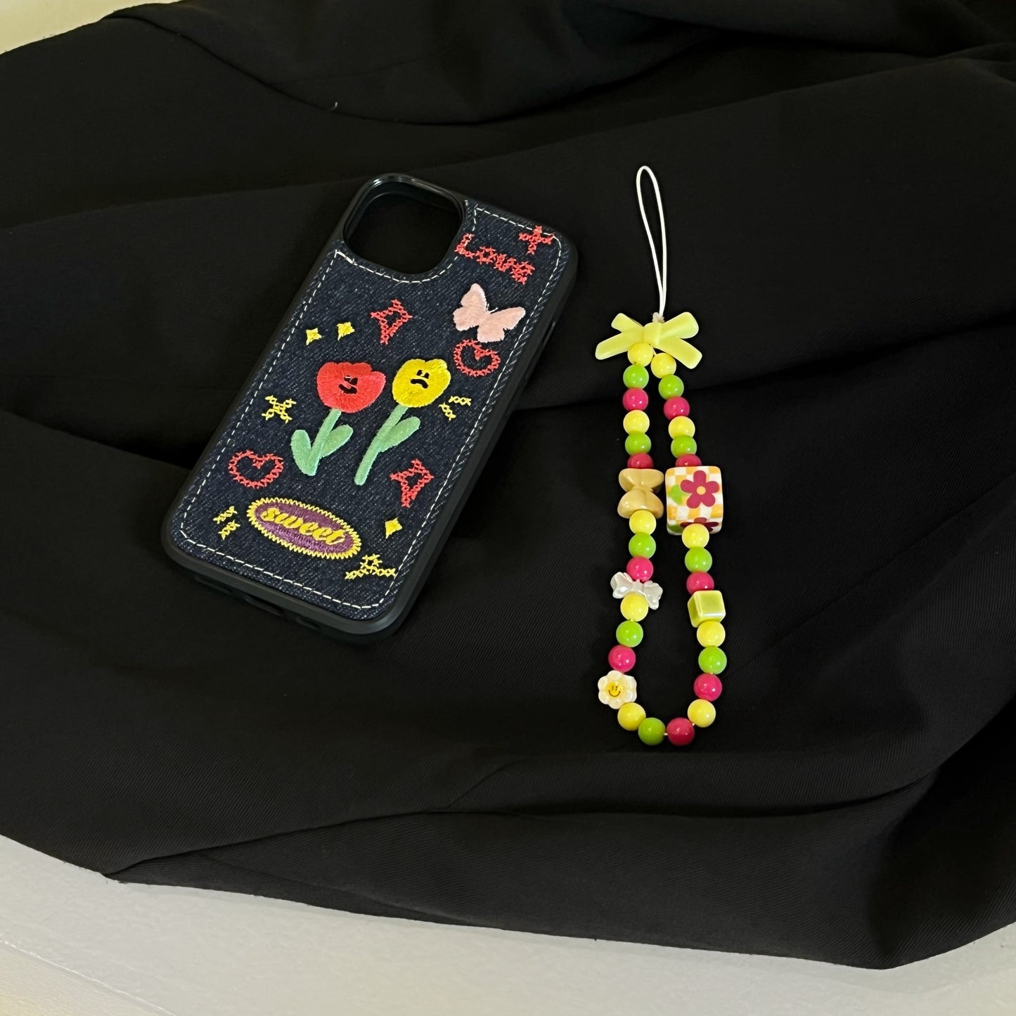 iPhone case,Cowboy Embroidery,Flowers,Butterfly.