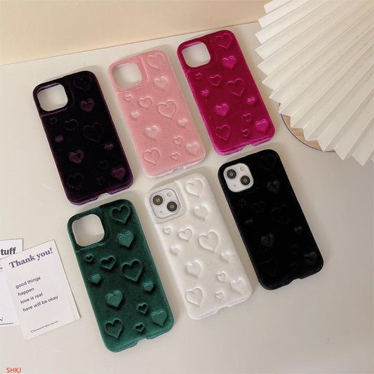 6 Colors,Hot-pressed plush phone case,iPhone11-14Promax.