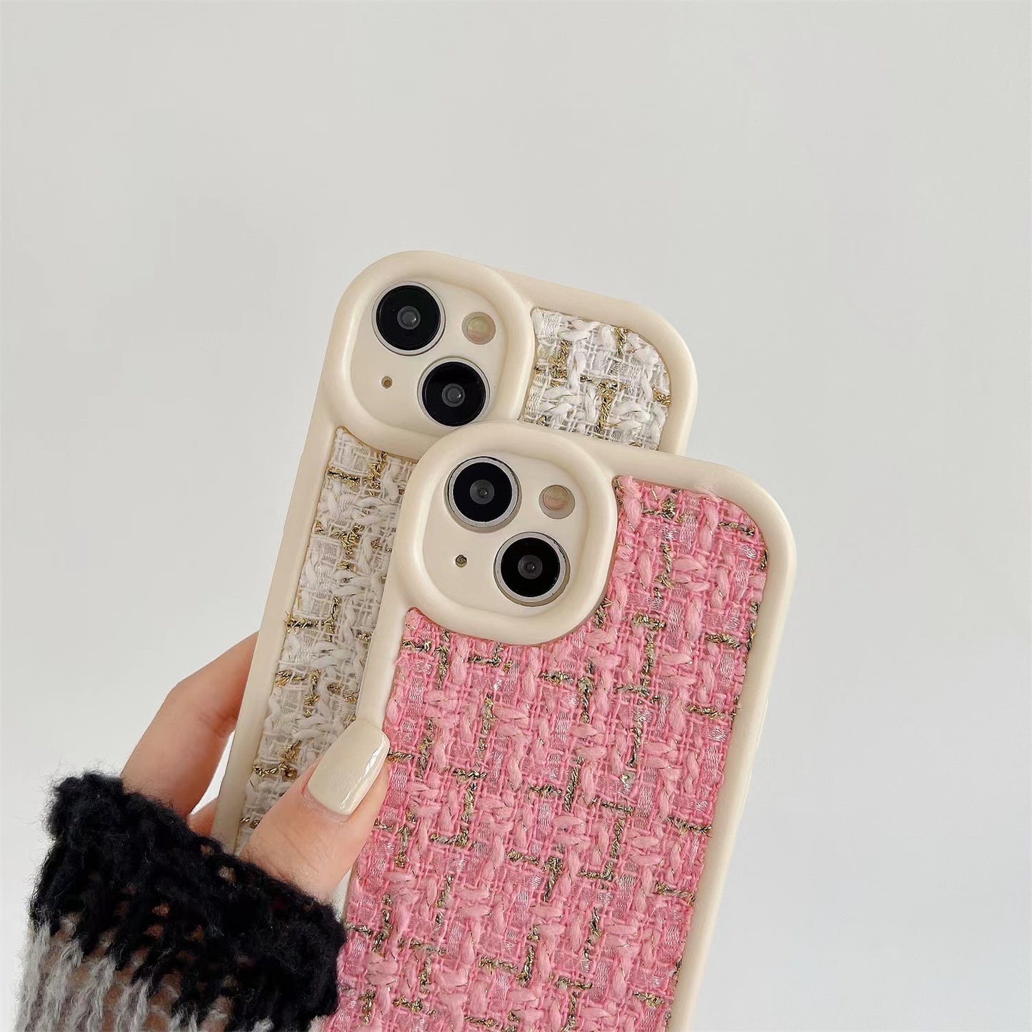 iPhone case Mink fur ball pendant Advanced small fragrance style woven fleece Frosted soft case