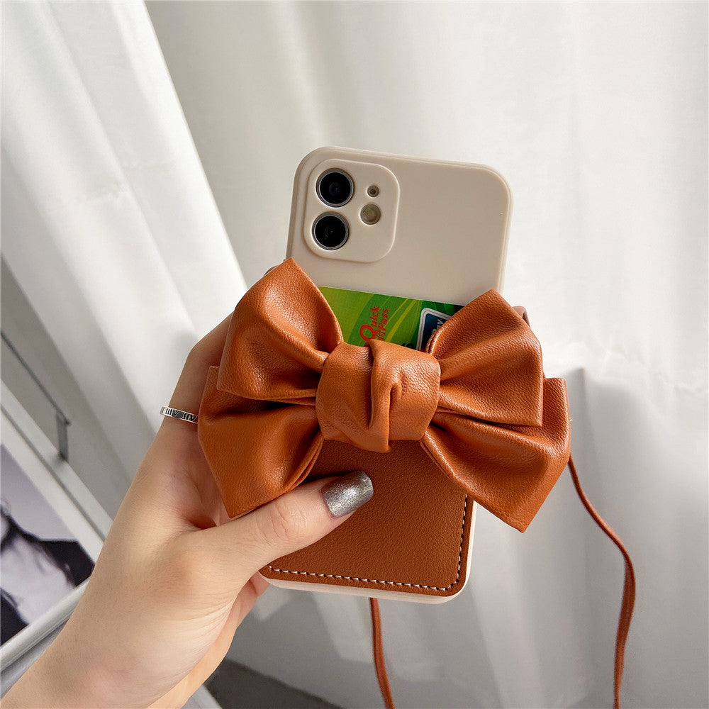 Bow wrist strap and back strap card case,iPhone case,iPhoneX-14Promax.